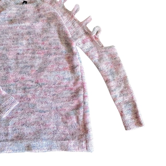 Banjara Strappy Sleeve Light Spring Summer Sweater Marled Strappy Blush Pink Top - Picture 7 of 11